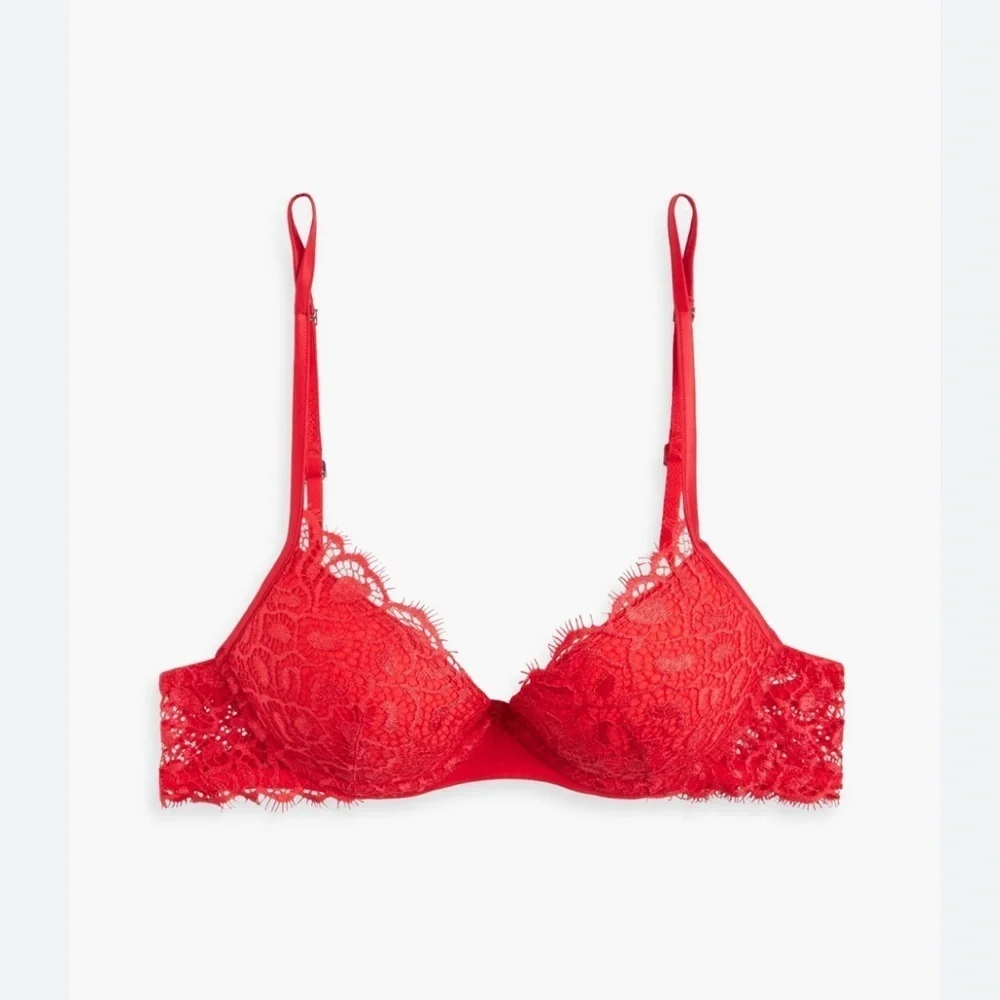 La Perla Stretch Lace Underwire Push Up Bra Burgundy Size 32 B